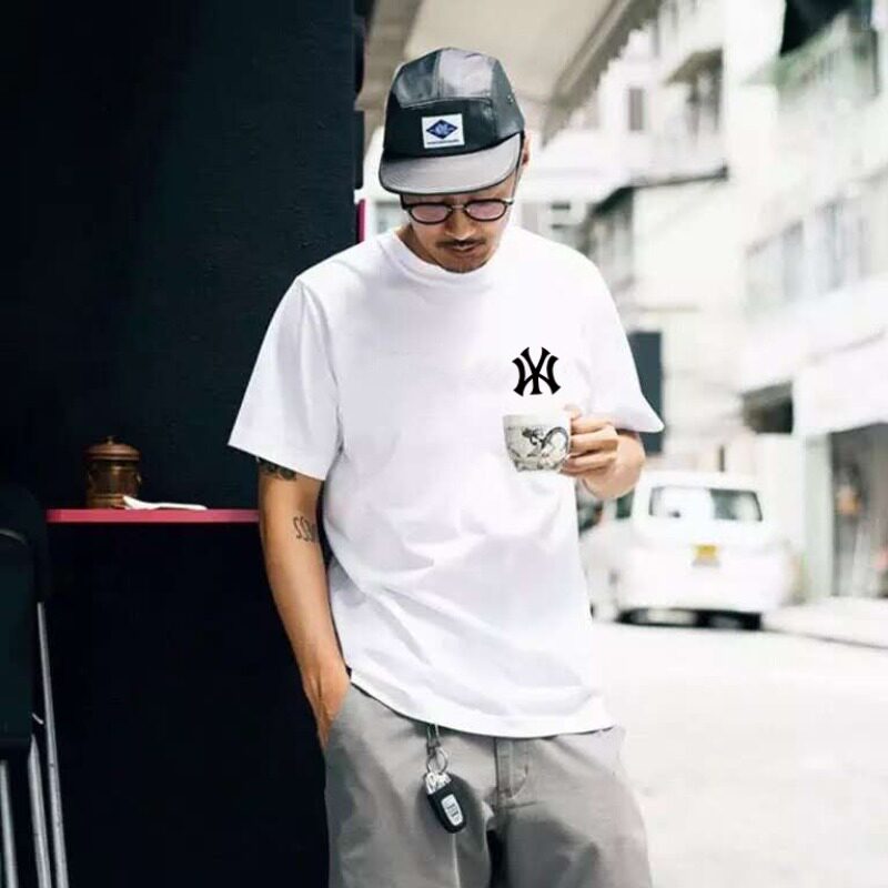 Cangishi Kazuki white cotton short-sleeved T-shirt men's summer all-match loose round neck trend half-sleeved couple tops