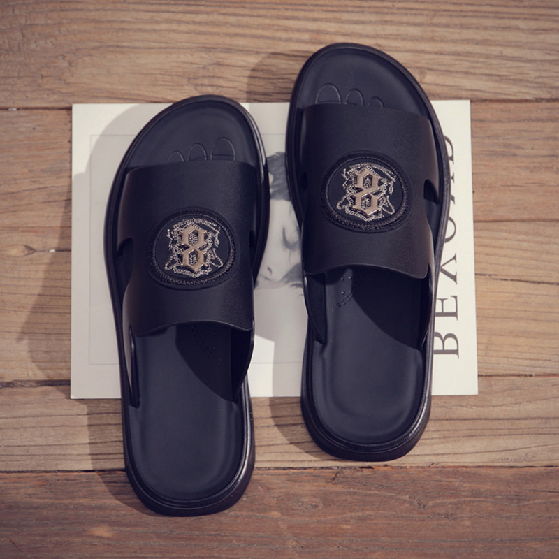 Bin Stones One Tree Slippers Men's Summer 2022 New Trends Personality Fashion Soft Bottom Sandals Headlayer Bull Skin