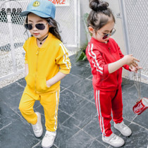 Childrens clothing girls spring and autumn children western style leisure 2021 new small and medium-sized girls sports two-piece childrens Korean version