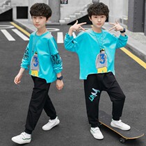  Childrens clothing suit boys  sports autumn clothes 2021 new Western style childrens fan Tong spring and autumn short-sleeved two-piece suit Korean style tide