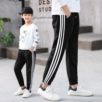  Boys  pants 2021 new autumn childrens casual pants plus velvet drawstring single pants medium and large childrens loose Korean version