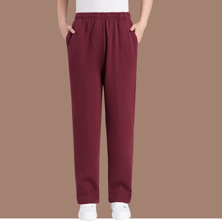 Quần áo mùa đông trung niên cộng với nhung dày của phụ nữ Quần rộng kích thước lớn cotton trung tính mẹ thun co giãn ấm mồ hôi quần áo trung niên