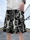 Summer Bear Print Shorts for Men, Ice Silk 2025 New Style, Large Size Mid-Length Pants, Loose and High-End Men's Casual Pants