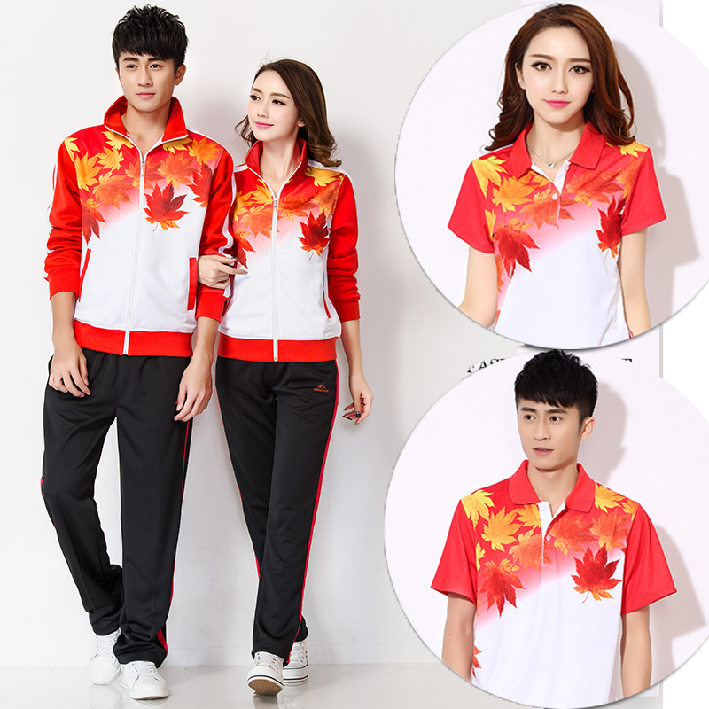 Jinguan Jiamusi Square Dance Quần áo thể thao Nữ Maple Leaf dài tay Thể thao Set Nam Trang phục trung niên - Thể thao sau bộ đồ adidas nữ