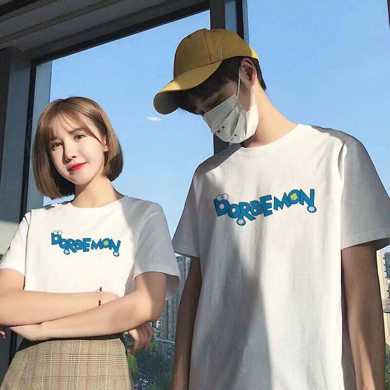 Large size cotton short-sleeved t-shirt female Korean version loose summer new Doraemon half-sleeved T-shirt top couple T-shirt