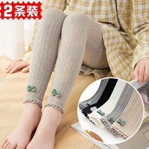 Spring and autumn girls leggings thin children's foreign style bow pants baby pants vertical cotton pantyhose