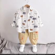 2021 children's clothing cotton new boy baby long sleeve shirt cartoon handsome spring and autumn children wear 1