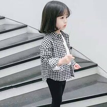 Children's clothing girls plaid shirt 2021 spring and autumn new foreign style little girls cardigan long sleeve thin coat shirt tide