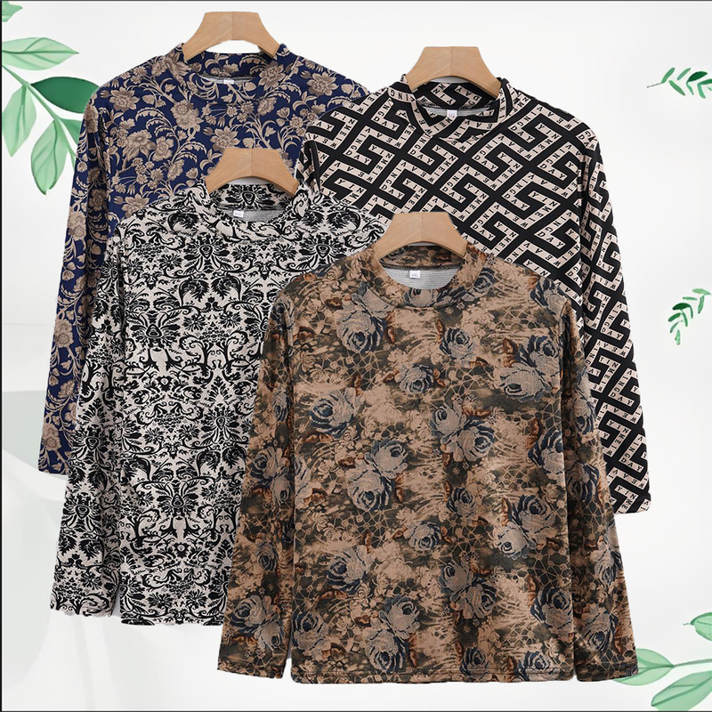 Spring and Autumn Mother's Base Shirt, Long-Sleeved T-Shirt, Loose and Stylish Grandma's Autumn Shirt, Loose and Stylish Retro-Style Mother-In-Law Top Spring and Autumn Mother's Base Shirt, Long-Sleeved T-Shirt, Loose and Stylish Grandma's Autumn Shirt, Loose and Stylish Retro-Style Mother-In-Law Top