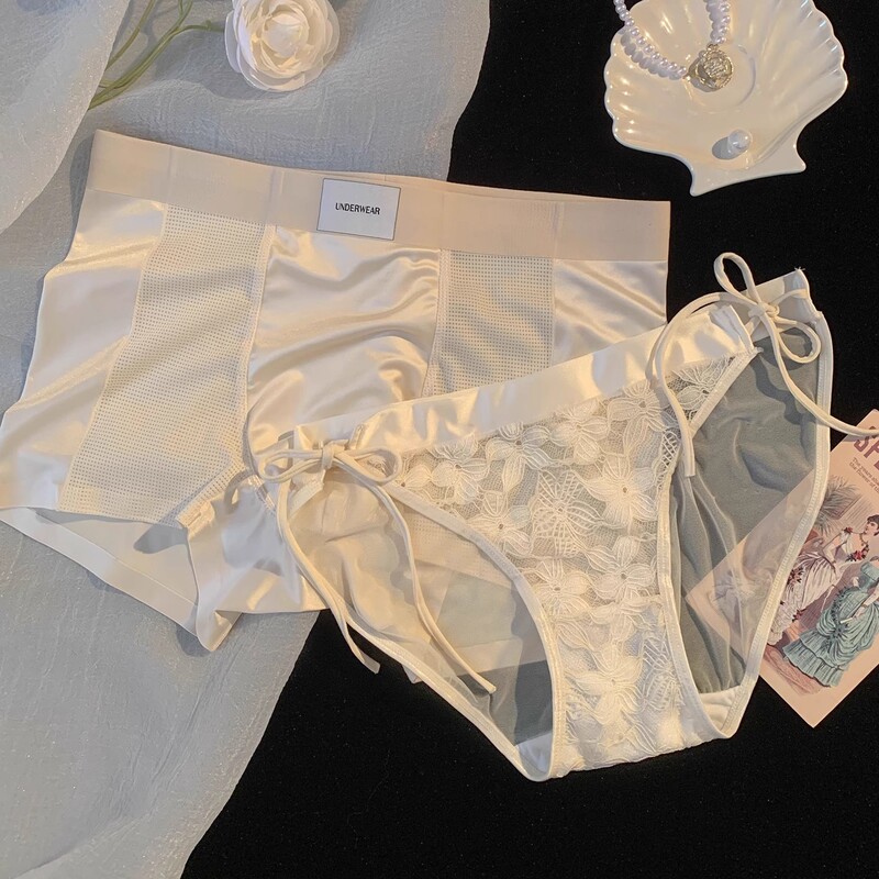 Floating Dream* New Large Size Tie-Able Couple Underwear, One for Men and One for Women, Sexy Pure Cotton Crotch, Mid-Waist Gift