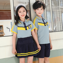 Kindergarten Garden Uniform Summer Clothing Primary School Children School Uniform Summer Pure Cotton Short Sleeve Suit Sports Children Banfu Graduation Photos