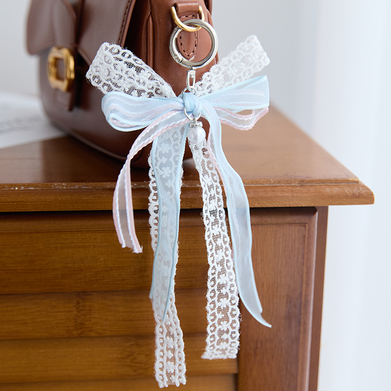 Korean Style ins Lace Bow Bag Pendant Sweet Girly Keychain Decoration Backpack Chain Accessory