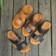 ຊັ້ນທໍາອິດ cowhide 2022 summer ໃຫມ່ sandals ຫນັງແທ້ບາດເຈັບແລະເກີບຫາດຊາຍ beef tendon sole ບໍ່ລື່ນ sandals ອາຍຸກາງແລະ slippers ສໍາລັບຜູ້ຊາຍ