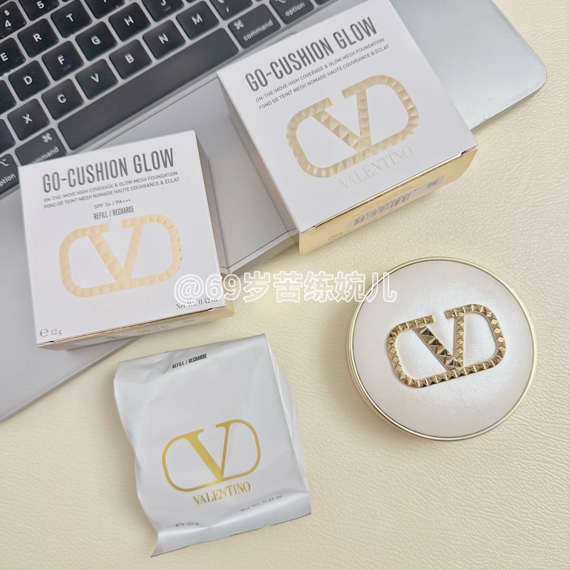 Official Store! Valentino New White Leather Water-Gloss Cushion Ligr2 Ln2