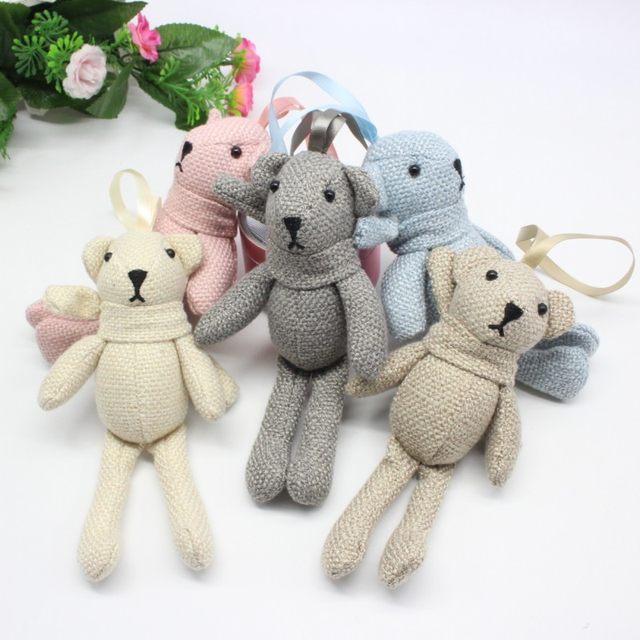 Burlap teddy bear doll ຂາຍາວ scarf bear bag pendant diy creative keychain plush toy bunny