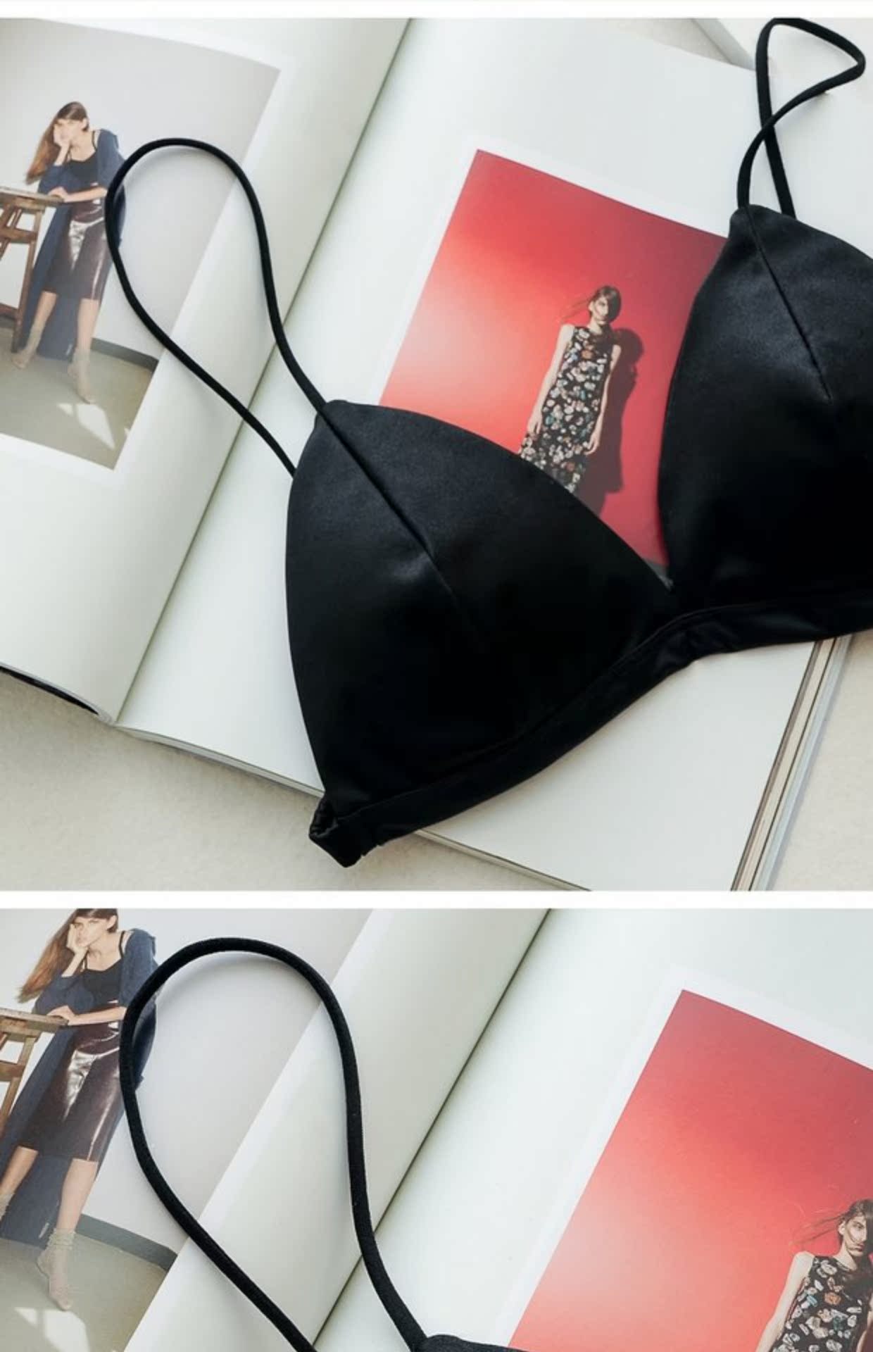 Đồ lót nữ bralette nữ mỏng phần áo ngực không có vòng thép mềm cup tam giác ngực nhỏ ngực đẹp gợi cảm trở lại áo ngực mùa hè áo lót 3 dây