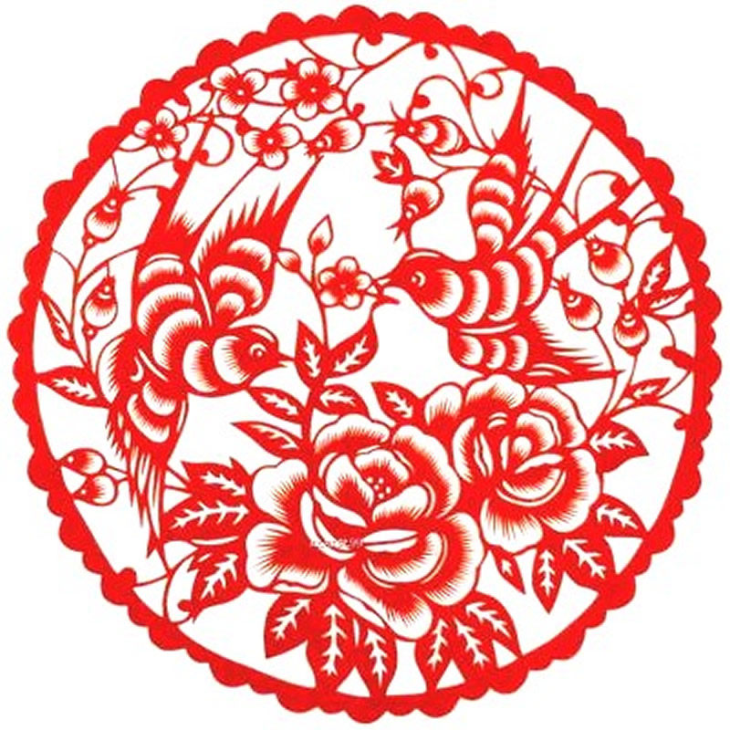 Hollowed-out adhesive flower bird cut paper window Flower Spring to rich and expensive wall stickers for glass stickers Desert Rose Bird Cut paper