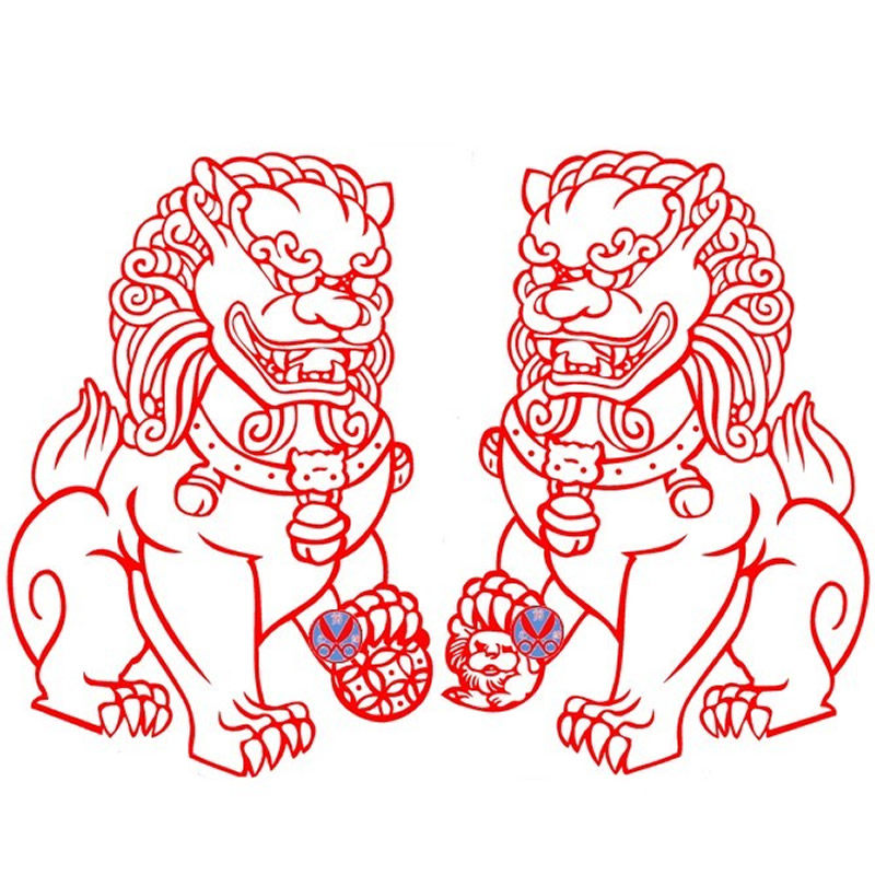 Waterproof sunscreen hollowed-out adhesive town home lion cut paper window flower glass stickers painted male couple door gods gold