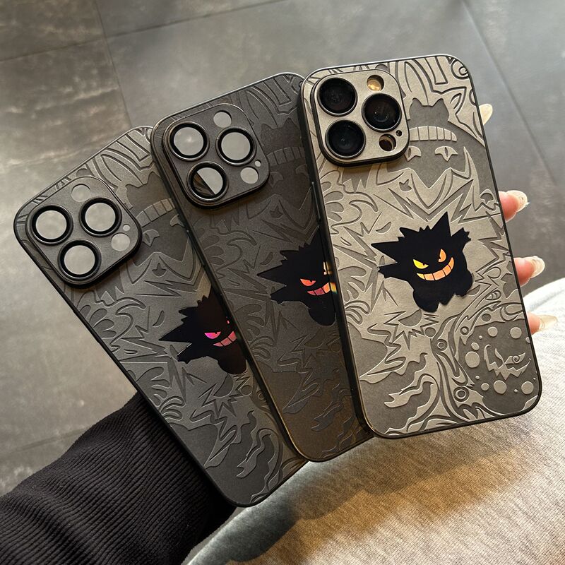 Wireless Magnetic Apple 17 Pro Max Phone Case with Laser Gradient Gengar Design, Suitable for iPhone 16 Pro Max, New 15 Pro Protective Case, 14 Four-Corner Anti-Drop, 12 Pro Full Coverage Lens, 11 Personalized