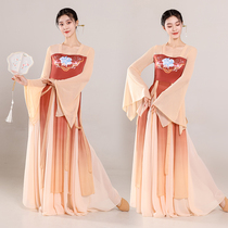 Classical Dance Suit Women China Dance Performance Costume Handonzi Chest Flutter and Elegant Dress