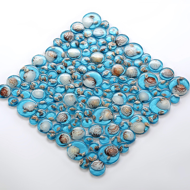 Mediterranean shell mosaic background wall tile pool mosaic blue fish pond bar