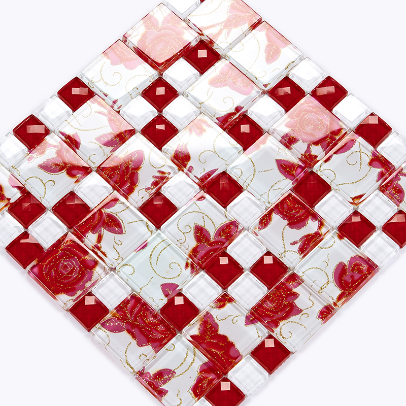 (Fallisa) mosaic crystal glass red European-style tile TV background wall Living room counter KTV