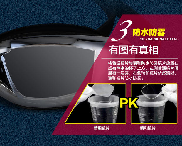 Kính râm HD chống nước và chống sương mù Kính râm cho nam và nữ khung lớn quần bơi nam đẹp