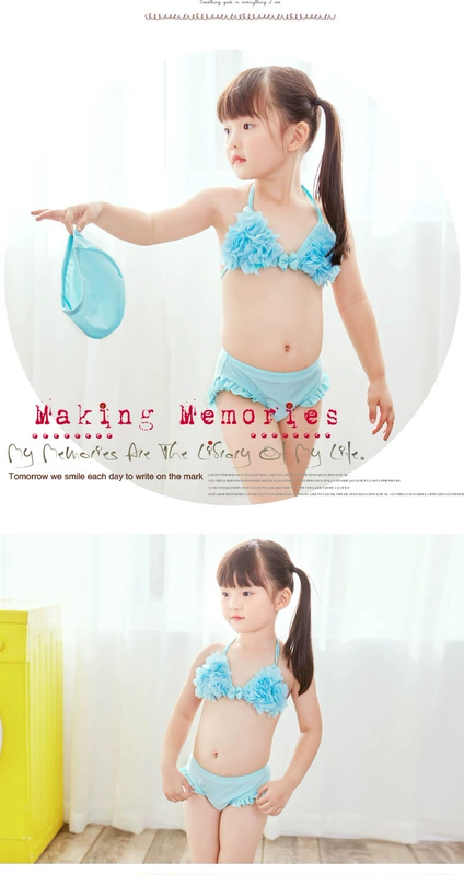 Đồ bơi trẻ em Hàn Quốc mới cho bé gái nàng tiên cá nhỏ giữa bikini bikini tam giác lò xo ba mảnh