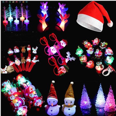 2022 Christmas Shine Bull Head Hair Stirrup Hair Clip Sparkling Stick Deer Corner Necklace Ring Glasses Christmas Hat Tree Old Man