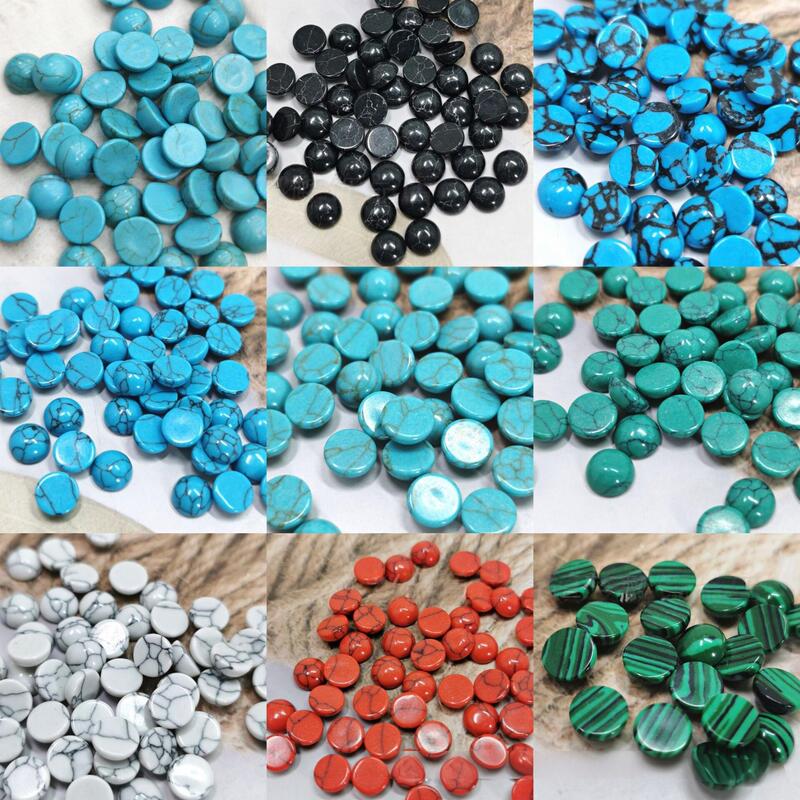 100 Pieces Wholesale Price 2~20mm European and American Style Imitation Turquoise Semi-Circular Flat-Bottom Beads for DIY Jewelry Inlay