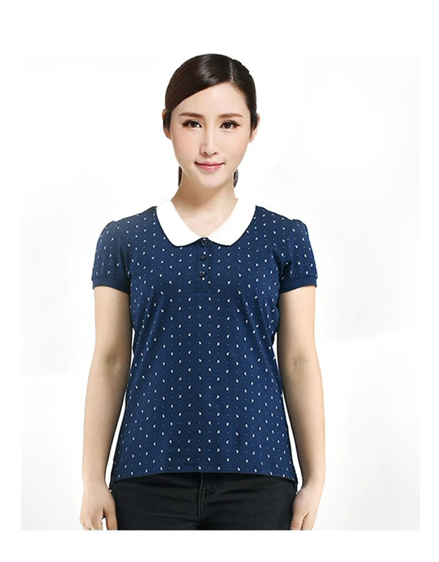 Áo phông nữ Hongxing Erke nữ ngắn tay áo sơ mi nữ rộng rãi mùa hè ve áo cotton thể thao - Áo polo thể thao