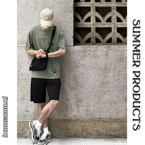 Шелковый летний трендовый хлопковый комплект, футболка с коротким рукавом для отдыха