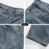 Ретро демисезонные джинсы, универсальные штаны, в американском стиле, свободный прямой крой