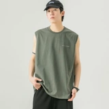 Мужской летний тонкий хлопковый спортивный жилет, оверсайз, круглый воротник