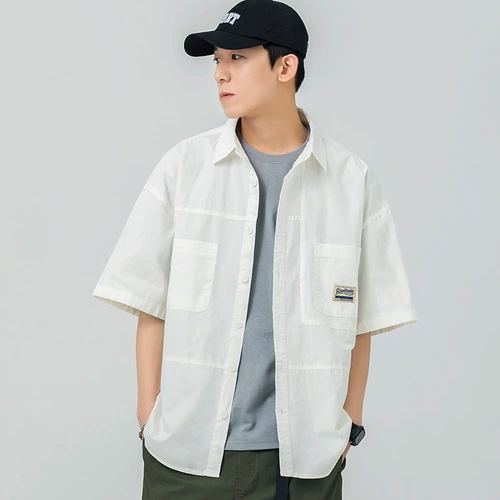 Летняя японская рубашка для мальчиков, хлопковая футболка для работы