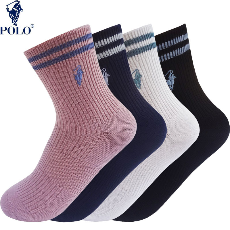 Polo Paul Autumn and Winter Mid-Calf Sports Women's Socks, Sweat-Absorbent, Breathable, Jacquard, Deodorant, Seamless, Casual, Medium-Thick Short Socks