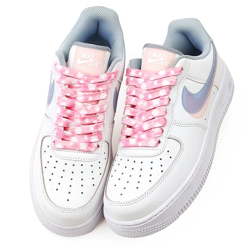 Nike Air Force 1, Air Jordan 1, розовые шнурки, кроссовки, баскетбольная спортивная обувь, белая белая обувь