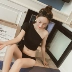 Áo tắm màu đen tách tinh khiết nữ mảnh khảnh gợi cảm xù lông bơi áo tắm cung spa