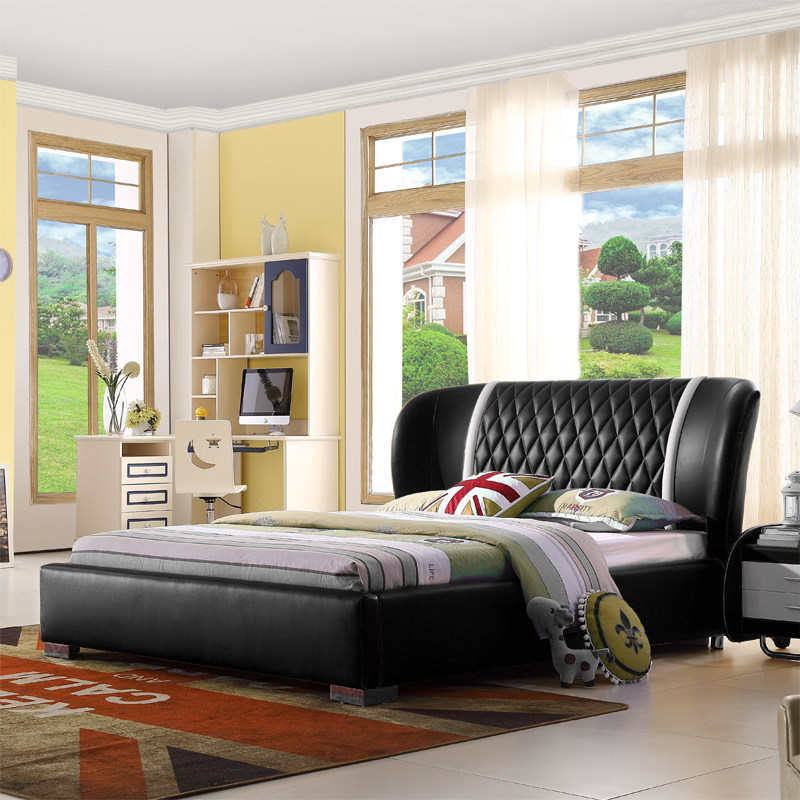 Children's bed boy cartoon bed leather bed girl 1 21 5m children's single bed creative environmental protection leather bed spot