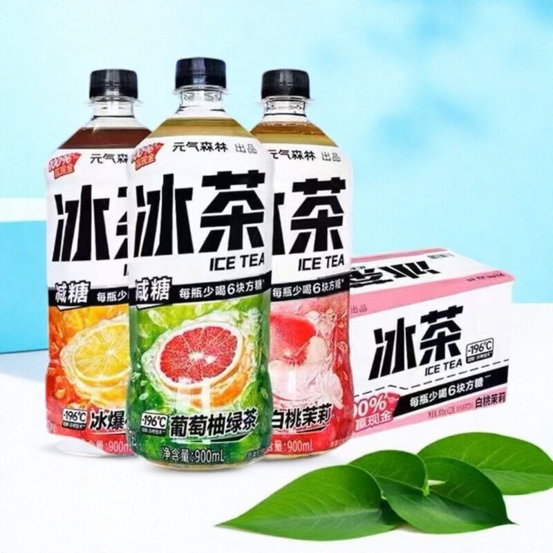 [Expires in July-August] Yuanqi Forest Iced Tea Large Bottle 900ml Lemon White Peach Jasmine Grapefruit Beverage