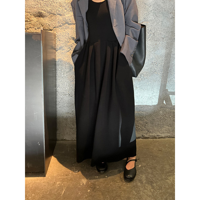 Autumn Knitted Dress Women 2022 Early Autumn New Temperament Early Autumn Women's Autumn Style Thin Black Long Dress