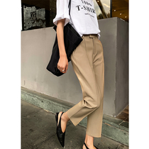 2022 spring autumn new burst straight cylinder loose sense high waist smoke pipe pants small sub pants 90% Western suit pants woman