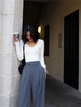 2021 early spring blouses with new long sleeves Korean version loose t-shirt early spring black spring and autumn Nets for students to hit undershirt women