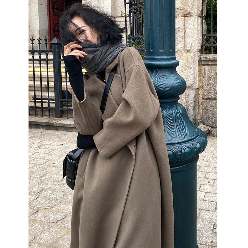Winter double-sided cashmere coat 2022 autumn and winter new mid-length version slim high-end double-sided woolen long version coat women