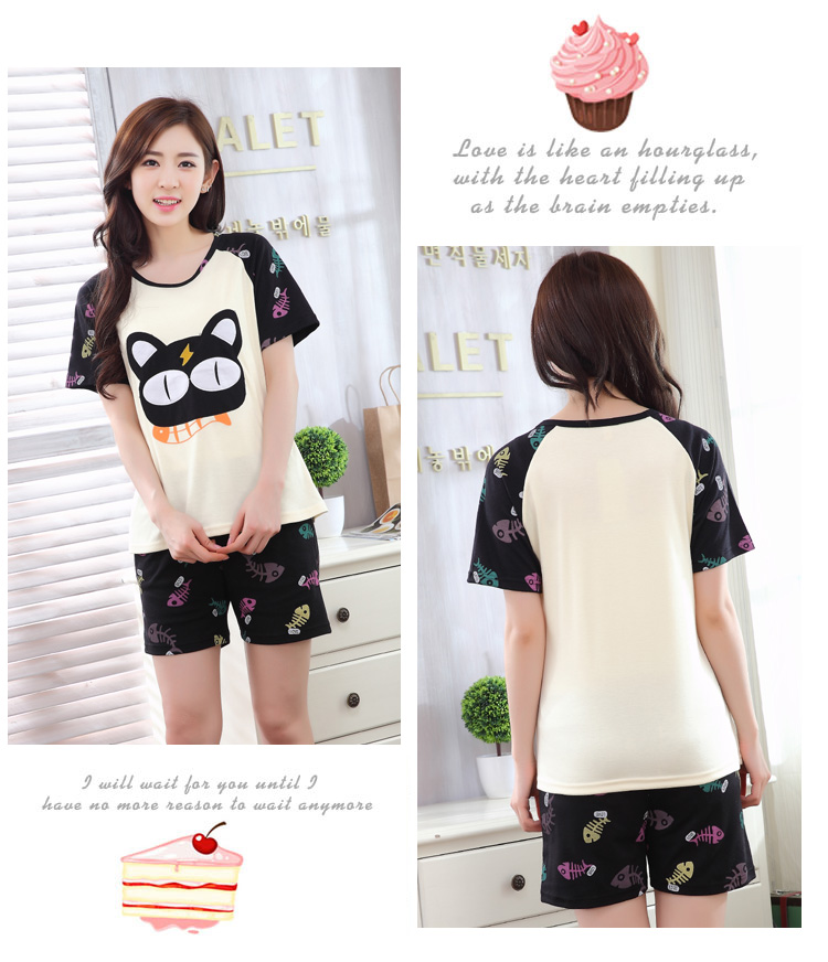 Mùa hè mới cho phụ nữ đồ ngủ cotton Quần short nữ ngắn tay mùa hè giản dị XL phụ nữ phục vụ tại nhà pijama