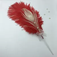 Bow Pearl Beautiful Feather-Red