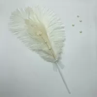 Bow Pearl Beautiful Feather-White