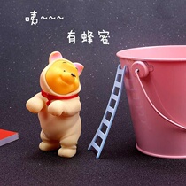 Birthday cake decoration ornaments in white coat bear cute bear standing childrens toys baking pastry dress