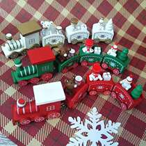 Birthday cake decoration ornaments Christmas train Wood train Christmas truck cake dress up supplies