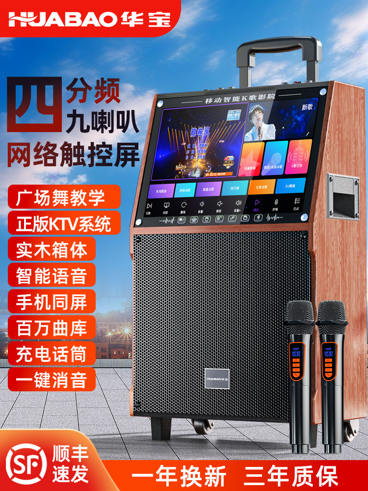 Square Dance Speaker with Display Screen, Karaoke Microphone All-In-One Machine, Outdoor Dancing Video Bluetooth Speaker Microphone
